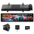 REDTIGER Rearview Mirror Dash Cam,  11" UHD Full Touch Screen Rear View Mirror Dash Camera for Cars, 4K Front and 2.5K Rear Dash Camera with Night Vision GPS , Free 32GB Card
