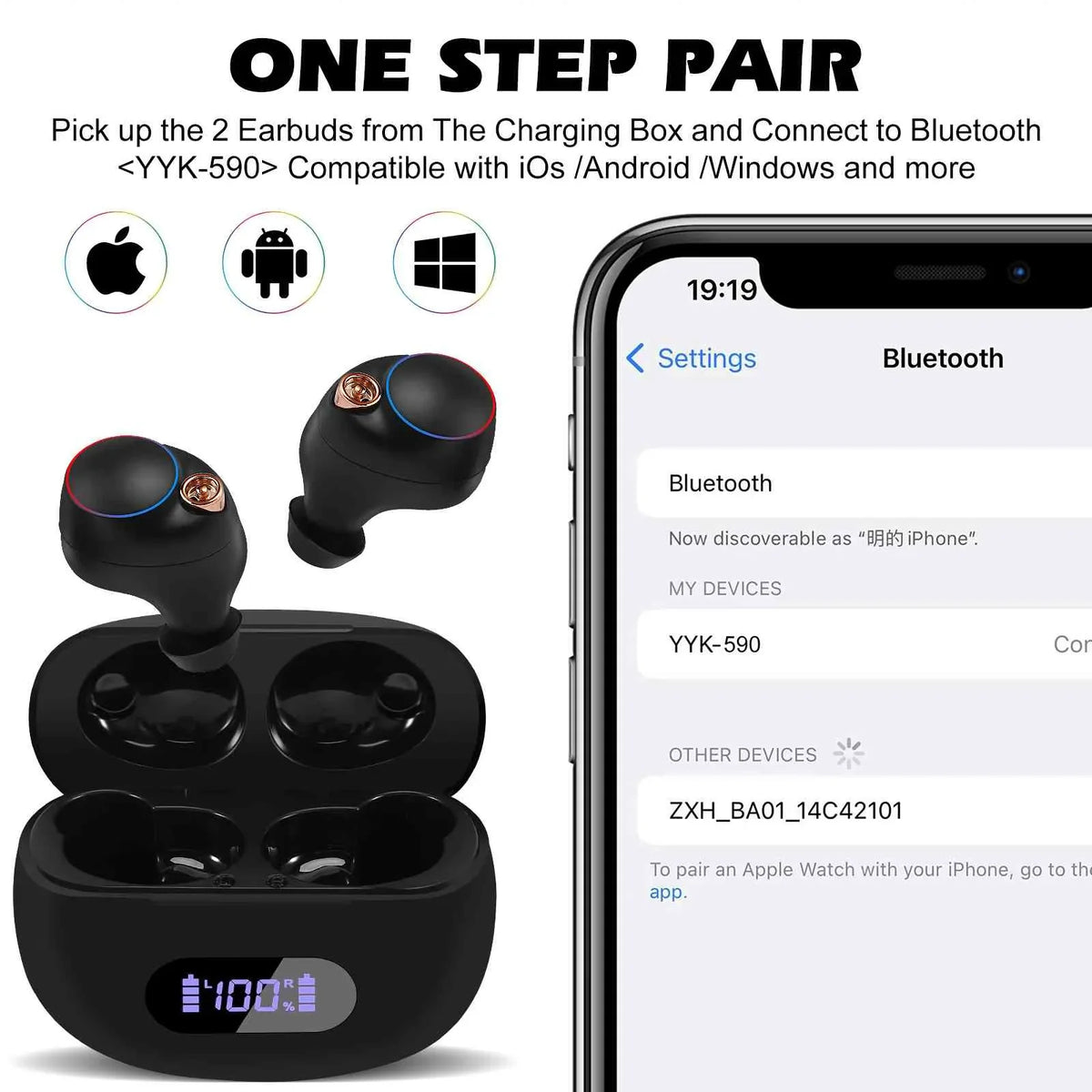 UrbanX True Wireless Bluetooth Earbuds + Charging Case, Black, Dual Connect, IPX5 aqua Resistance, Bluetooth 5.2 Connection, Balanced, Bass Boost matching with  Z6 Pro