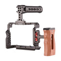 Walmeck Andoer Aluminum Alloy Cage Kit with Video Rig Handle Wooden Grip Replacement for  A7R III/ A7 II/ A7III