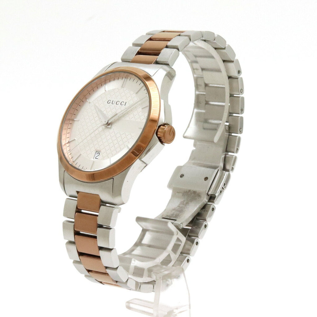 Pre-Owned GUCCI G Timeless Collection Date SS PGPVD Silver Dial Men's Quartz Watch YA126447 126.4 (Good)