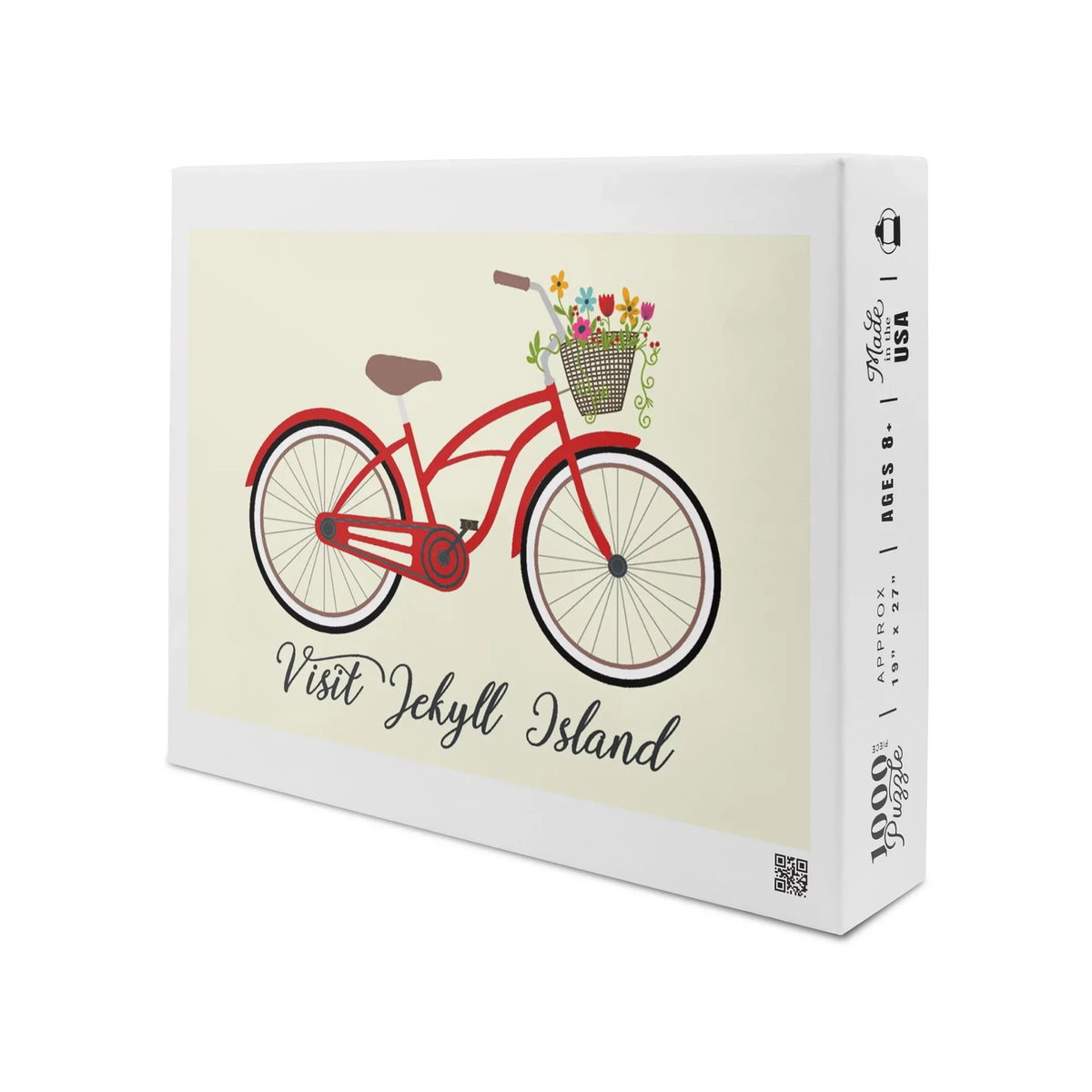 Visit Jekyll Island, Georgia, Beach Cruiser and Basket (1000 Piece Puzzle, Size 19x27, Challenging Jigsaw Puzzle for Adults and Family, Made in USA)