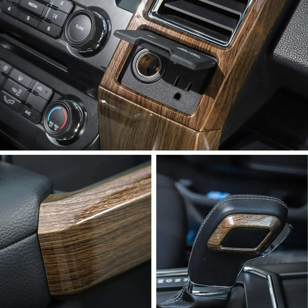 Teledu F150 + Wood Grain Interior Center Console Decoration Trim protector Kit