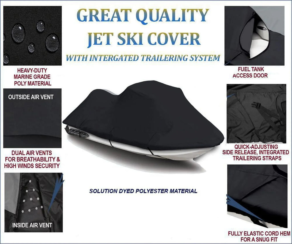 BLACK TOP OF THE LINE JET SKI wrap appropriate for Kawasaki 130Di 1999 2000 2001 2002 2003 2004 Jet Ski Watercraft shield 2 Seater