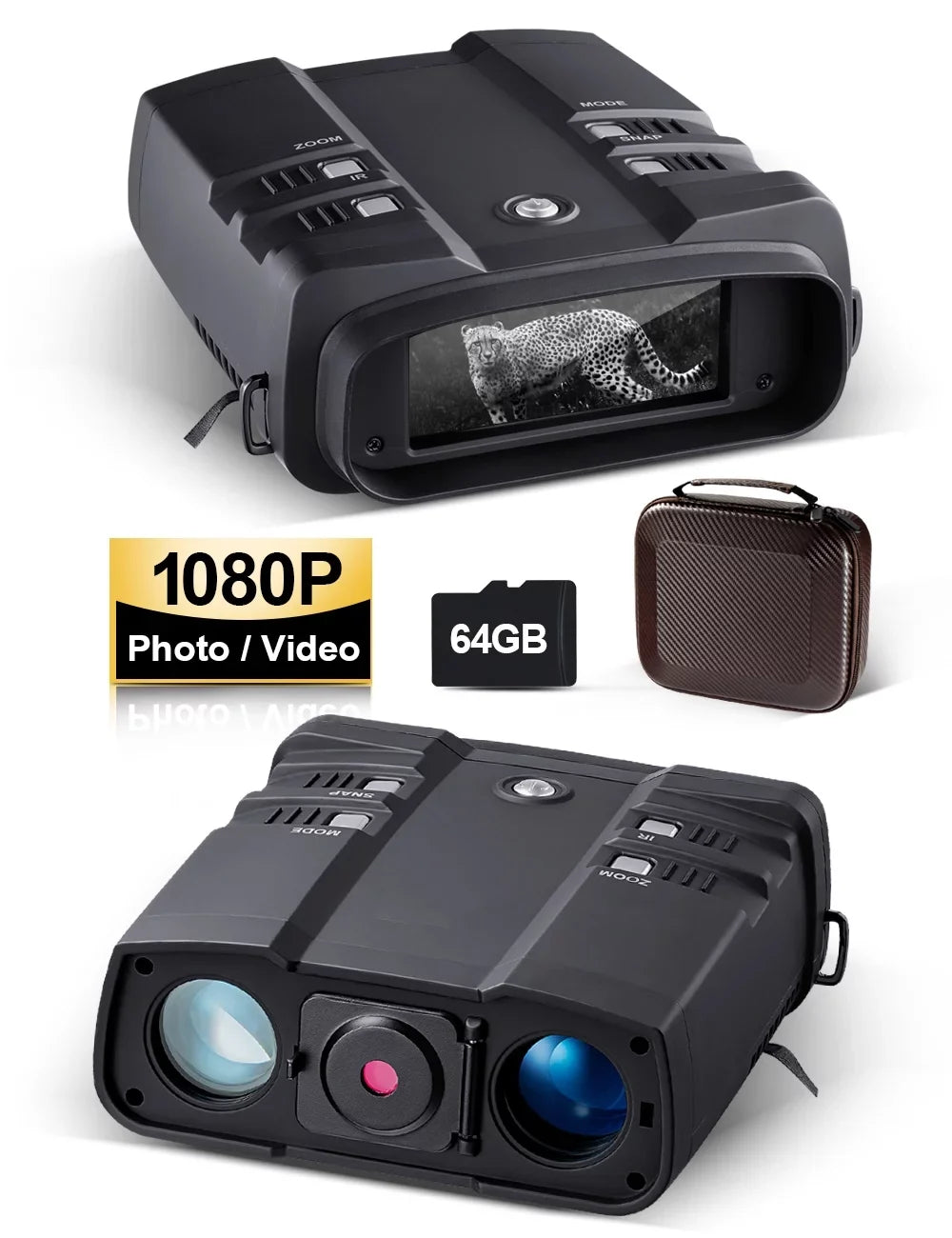 LAKWAR 10.8 x 31mm Night Vision Binoculars for Total Darkness with 64G TF Card Infrared Digital Night Vision Binocular with Large Viewing Screen Hunting Binoculars for Day and Night